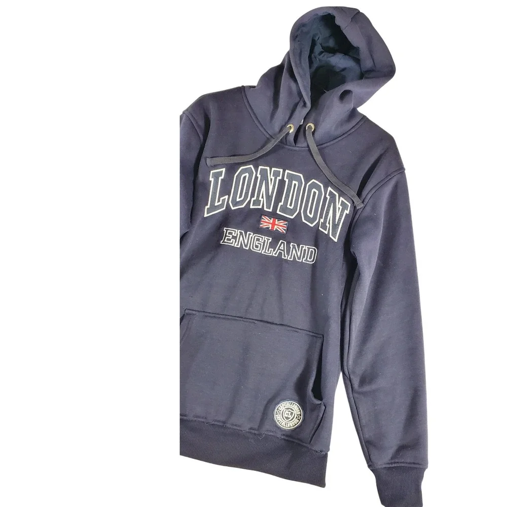 Capital T Shirts Mens Navy Blue London England Graphic Hoodie Sweatshirt Size‎ L